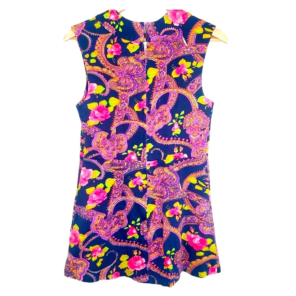 Free People NWOT Retro Vintage-Inspired PaisleyRose Mini Dress/Jumper RARE Smal‎